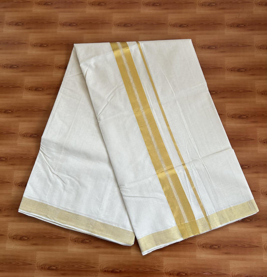 Kerala Saree for Women - 25% Discount KaithariKada Handloom Millpaav Balaramapuram - 100% Pure Cotton - 2 inch Gold Kasav Kara - 6 KK7158 RAV