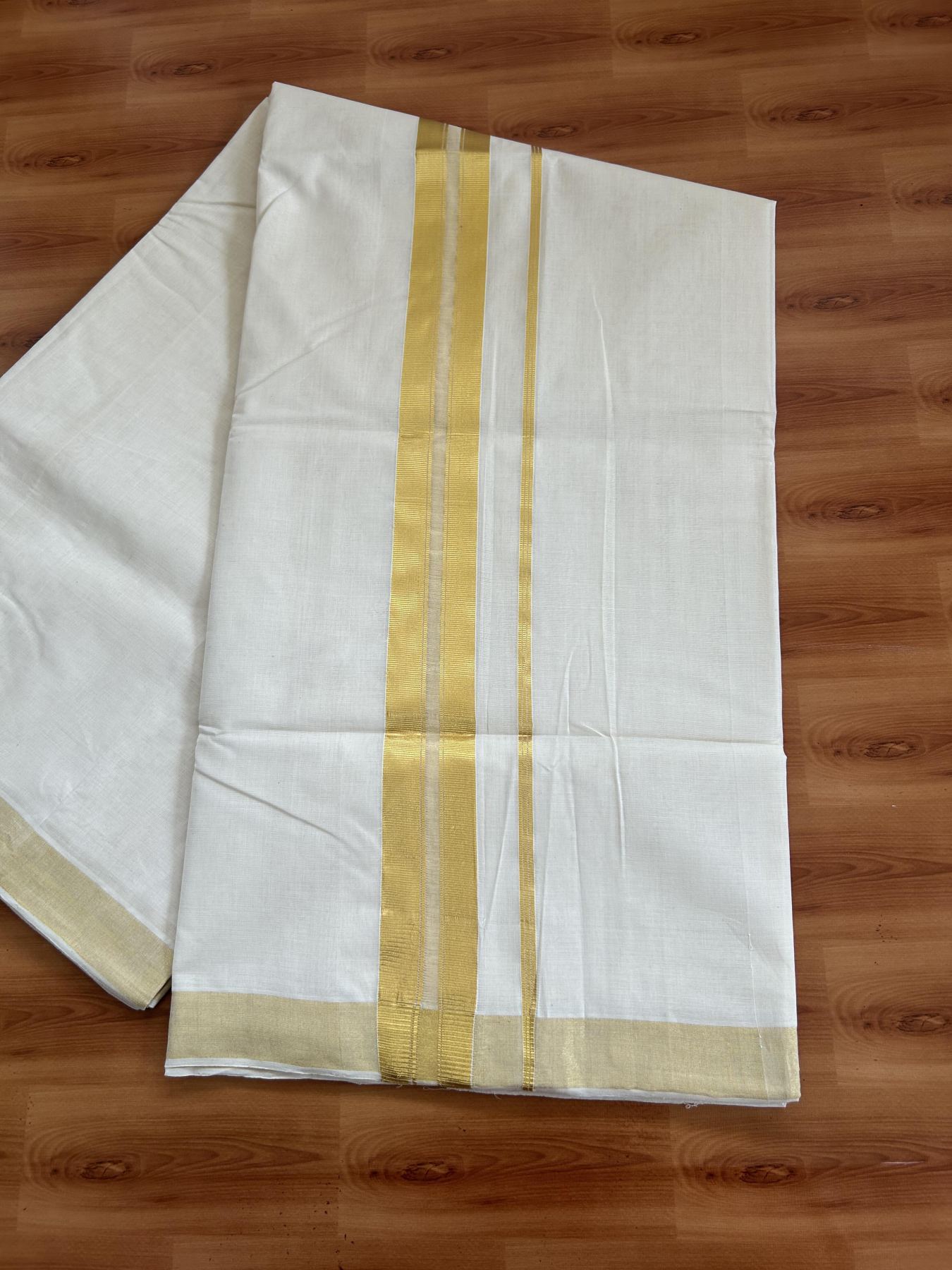 Kerala Saree for Women - 25% Discount KaithariKada Handloom Millpaav Balaramapuram - 100% Pure Cotton - 2 inch Gold Kasav Kara - 6 KK7158 RAV