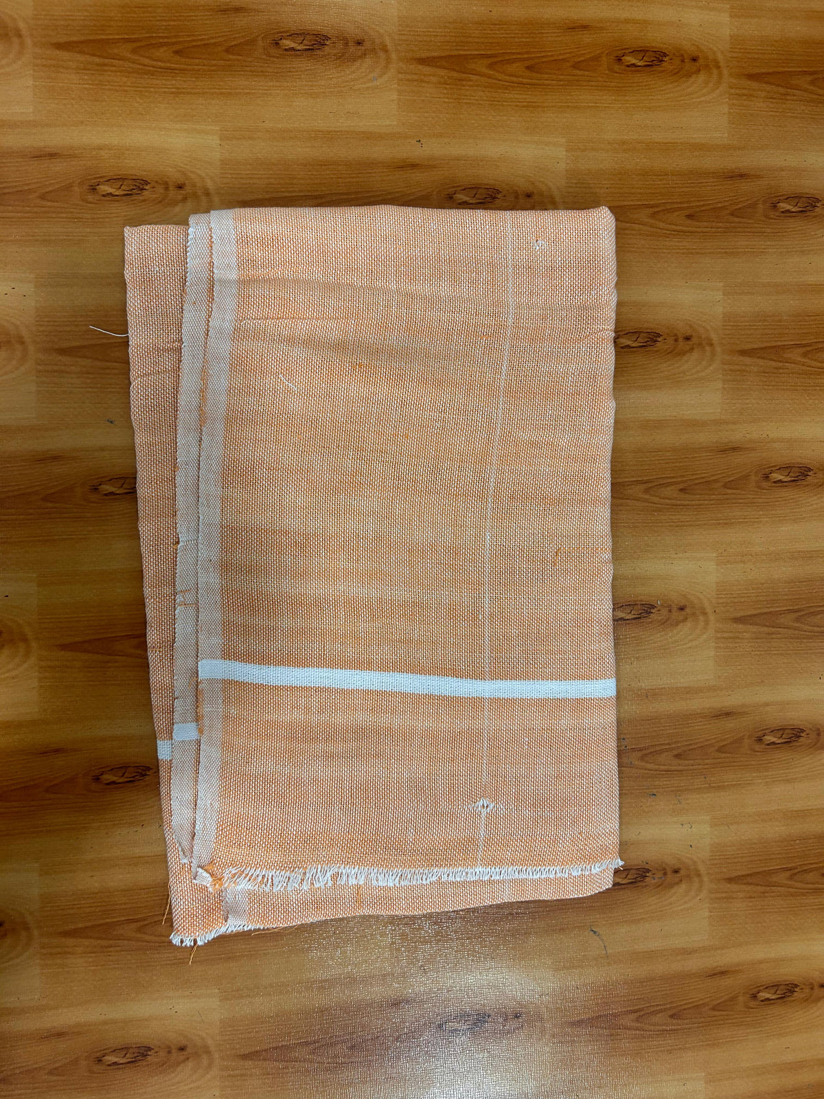 Kaitharikada - Handloom Pure Cotton Kerala Towel - Thorthu - (20x20s) - Pale Orange White Body & White Kara - 6 KK10001 KAL