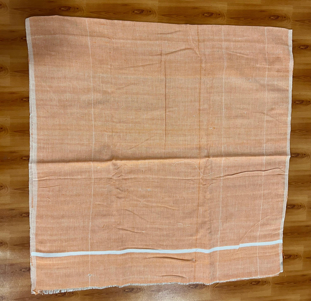Kaitharikada - Handloom Pure Cotton Kerala Towel - Thorthu - (20x20s) - Pale Orange White Body & White Kara - 6 KK10001 KAL