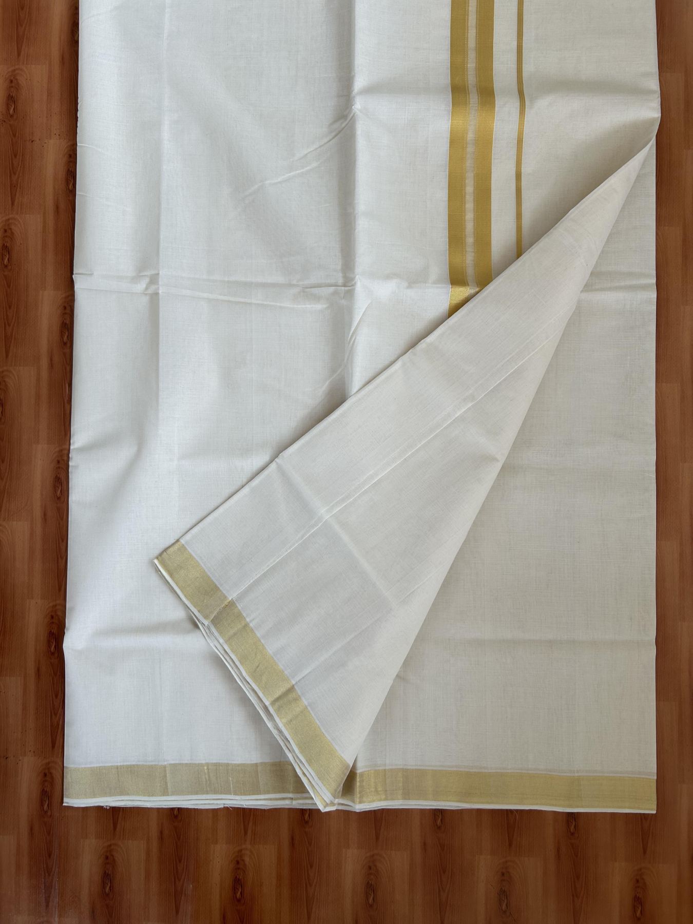 Kerala Saree for Women - 25% Discount KaithariKada Handloom Millpaav Balaramapuram - 100% Pure Cotton - 2 inch Gold Kasav Kara - 6 KK7158 RAV
