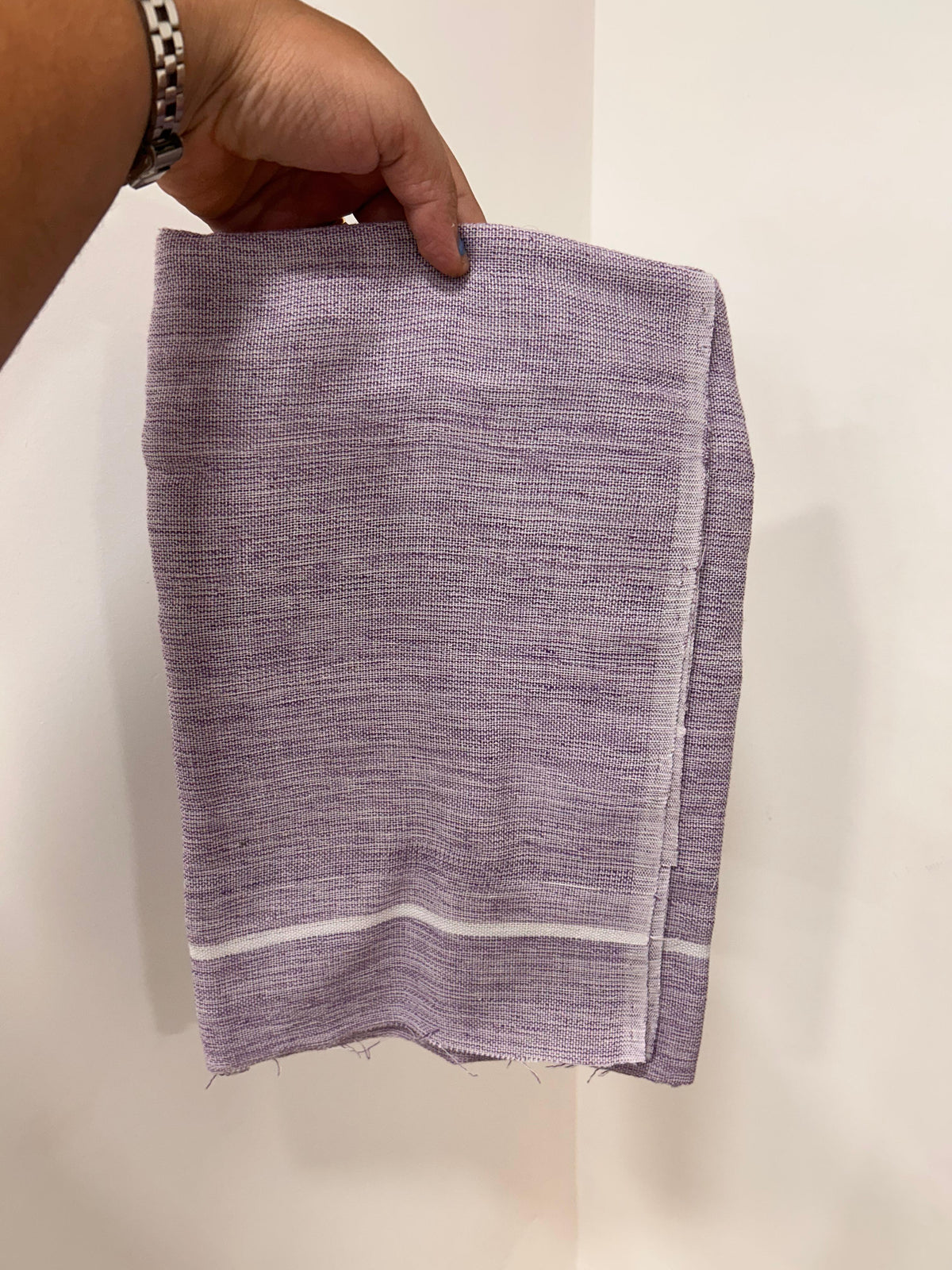 Kaitharikada - Handloom Pure Cotton Kerala Towel - Thorthu - (20x20s) - Light Purple White Body & White Kara - 5 KK10001 KAL