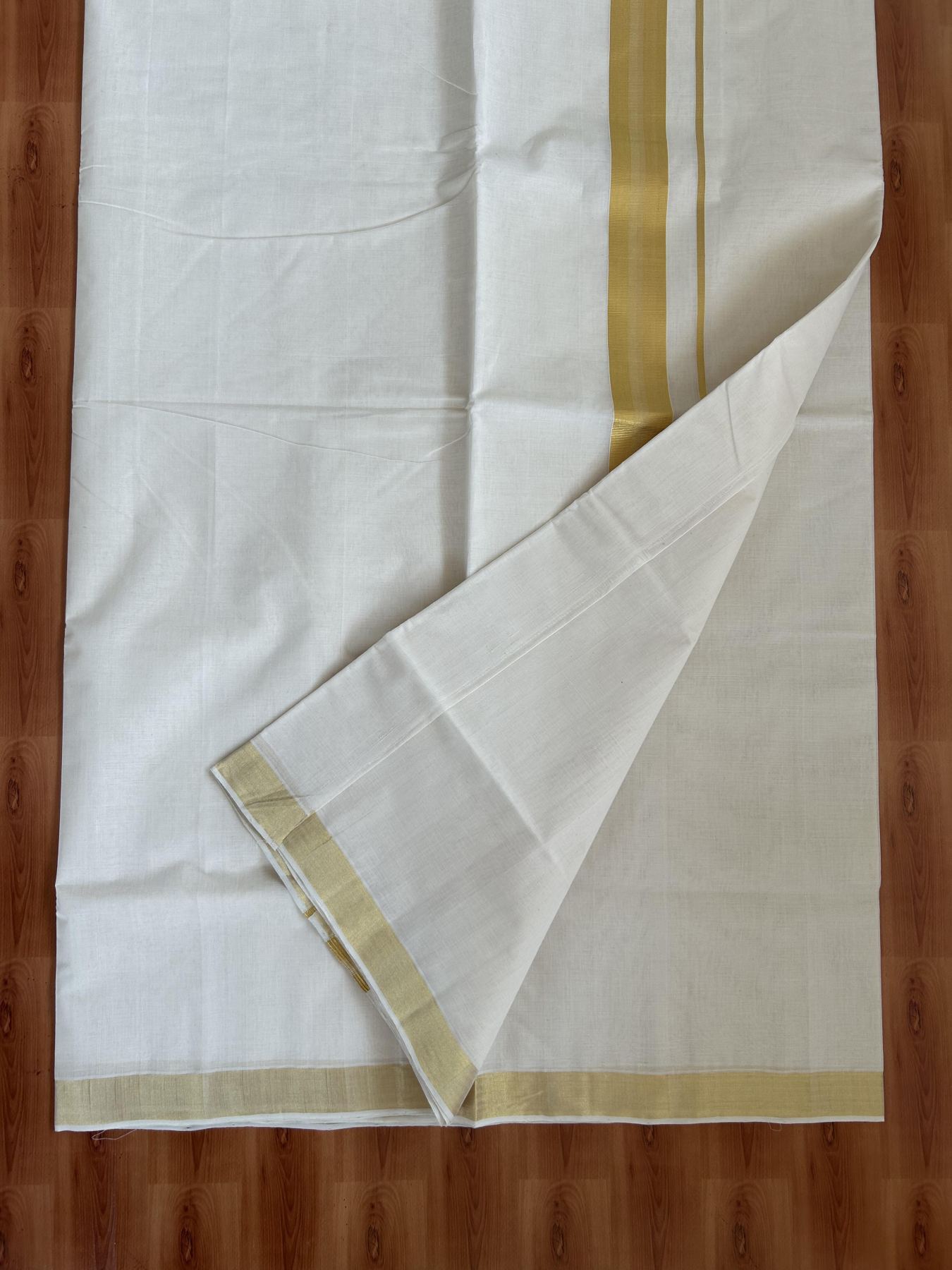 Kerala Saree for Women - 25% Discount KaithariKada Handloom Millpaav Balaramapuram - 100% Pure Cotton - 2 inch Gold Kasav Kara - 5 KK7158 RAV