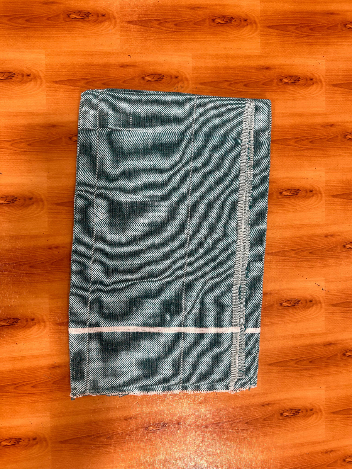 Kaitharikada - Handloom Pure Cotton Kerala Towel - Thorthu - (20x20s) - Green White Body & White Kara - 9 KK10001 KAL