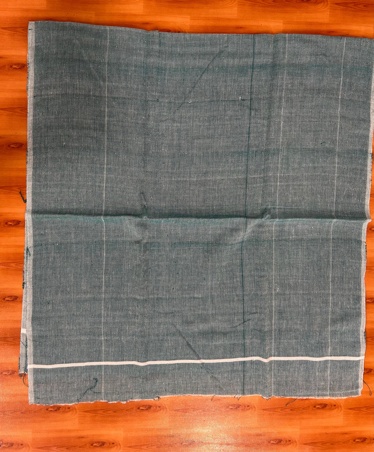 Kaitharikada - Handloom Pure Cotton Kerala Towel - Thorthu - (20x20s) - Green White Body & White Kara - 9 KK10001 KAL