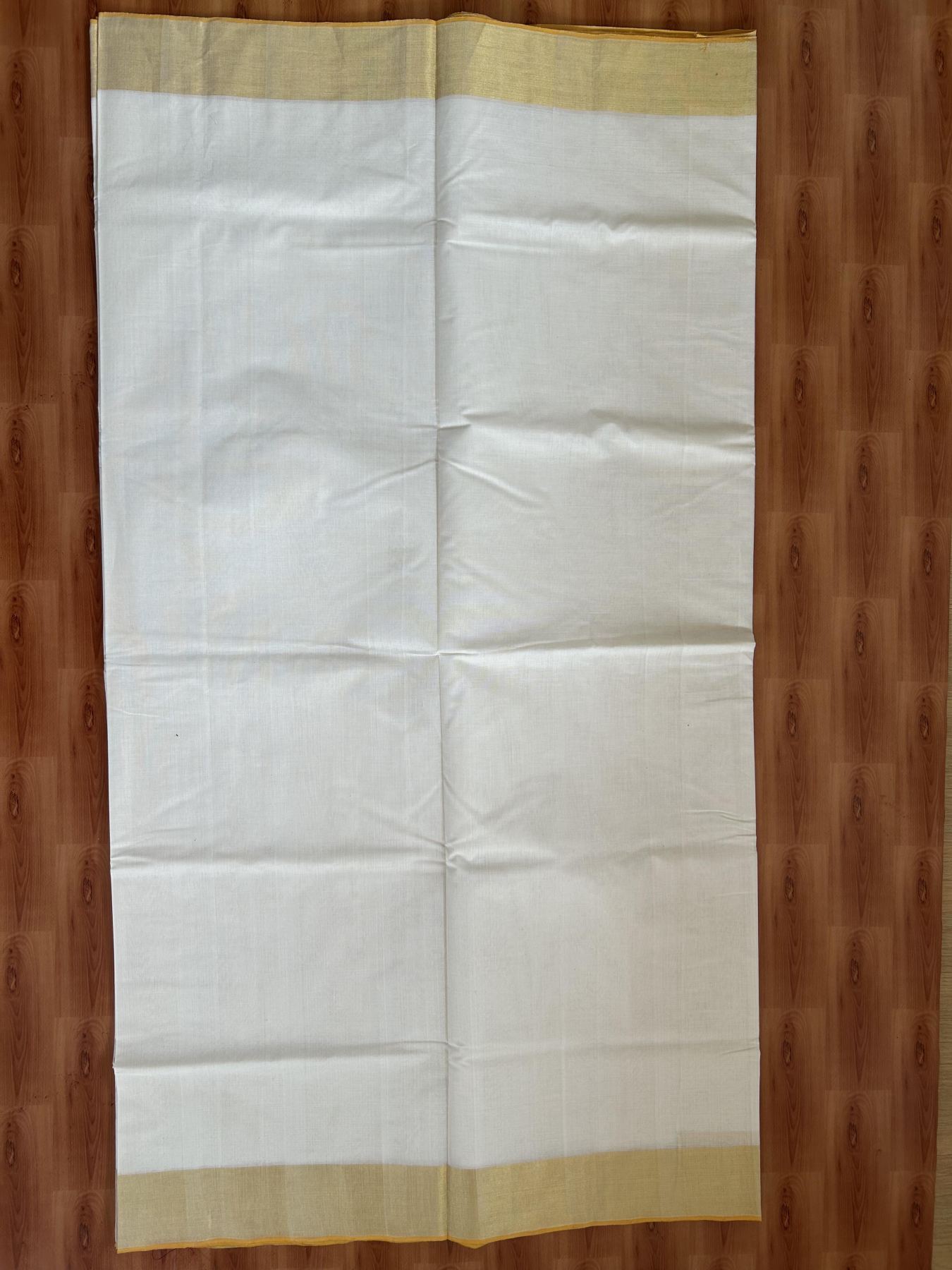 Kerala Saree for Women - 25% Discount KaithariKada Handloom Millpaav Balaramapuram - 100% Pure Cotton - 4 inch Gold & Silver Kasav striped Kara - 16 KK7158 RAV