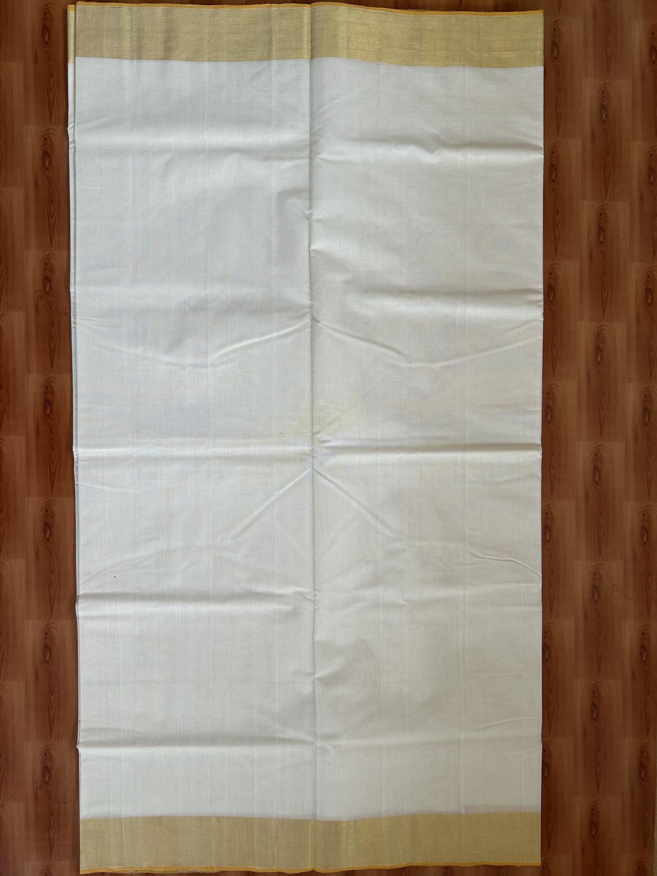 Kerala Saree for Women - 25% Discount KaithariKada Handloom Millpaav Balaramapuram - 100% Pure Cotton - 4 inch Gold & Silver Kasav striped Kara - 17 KK7158 RAV