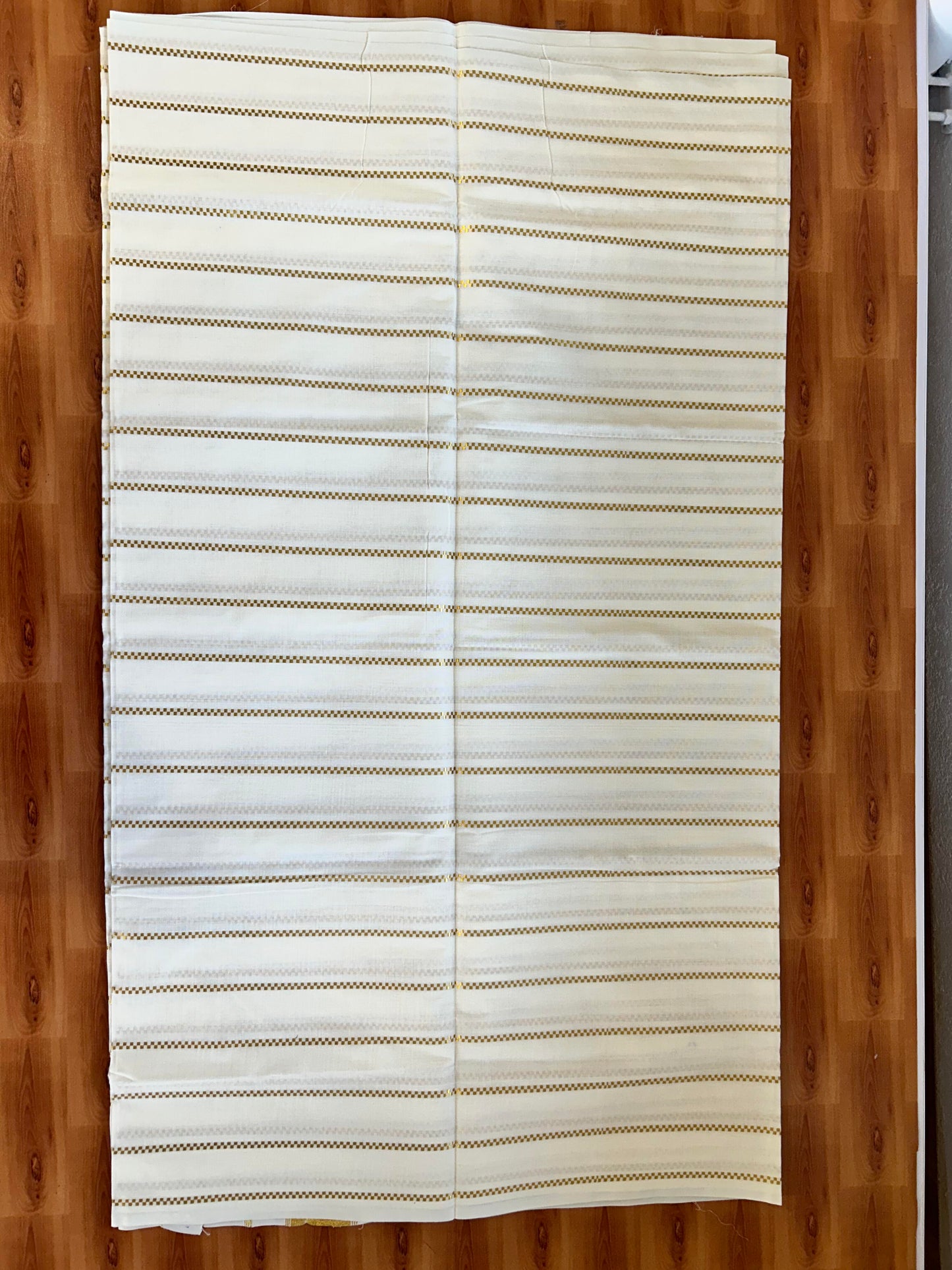 25% Discount! Kaitharikada Kerala Traditional Saree Off white- Mixed Cotton Kasav Saree - 3 Inch Pallu - Gold Kasav Striped Kara & Striped Body - 75 KK7000 PMC