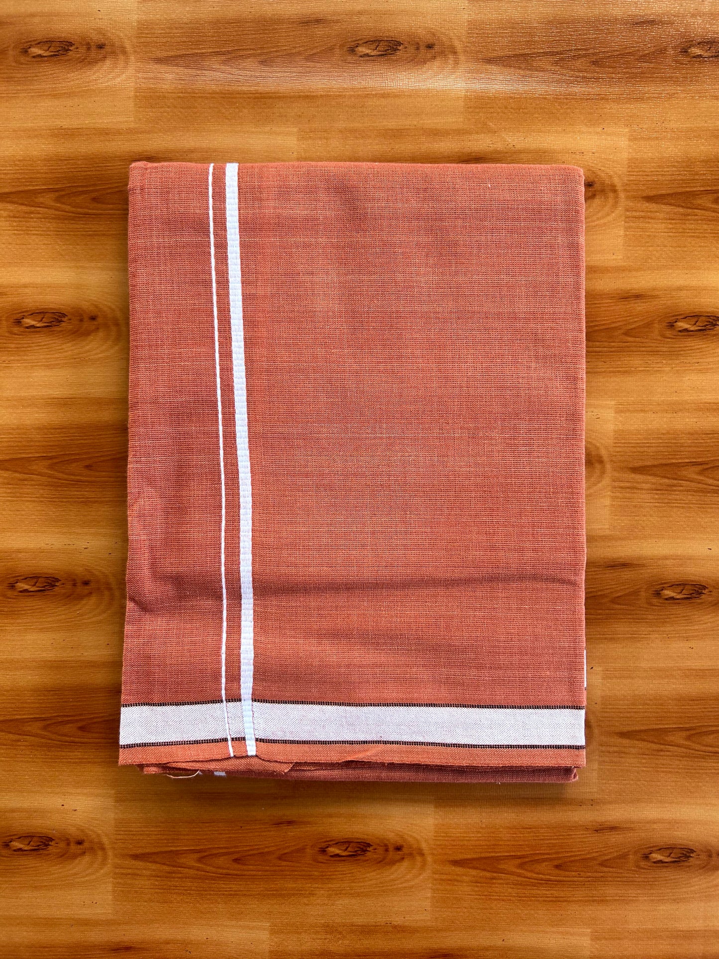 Kaitharikada - Single Kaily / Lungi -Mixed Cotton - 20s twisted - 0.5 cm  White Thin Kara With Kavi Colour Body (2 meter / 4 muzham) - 2 KK8067 KUT