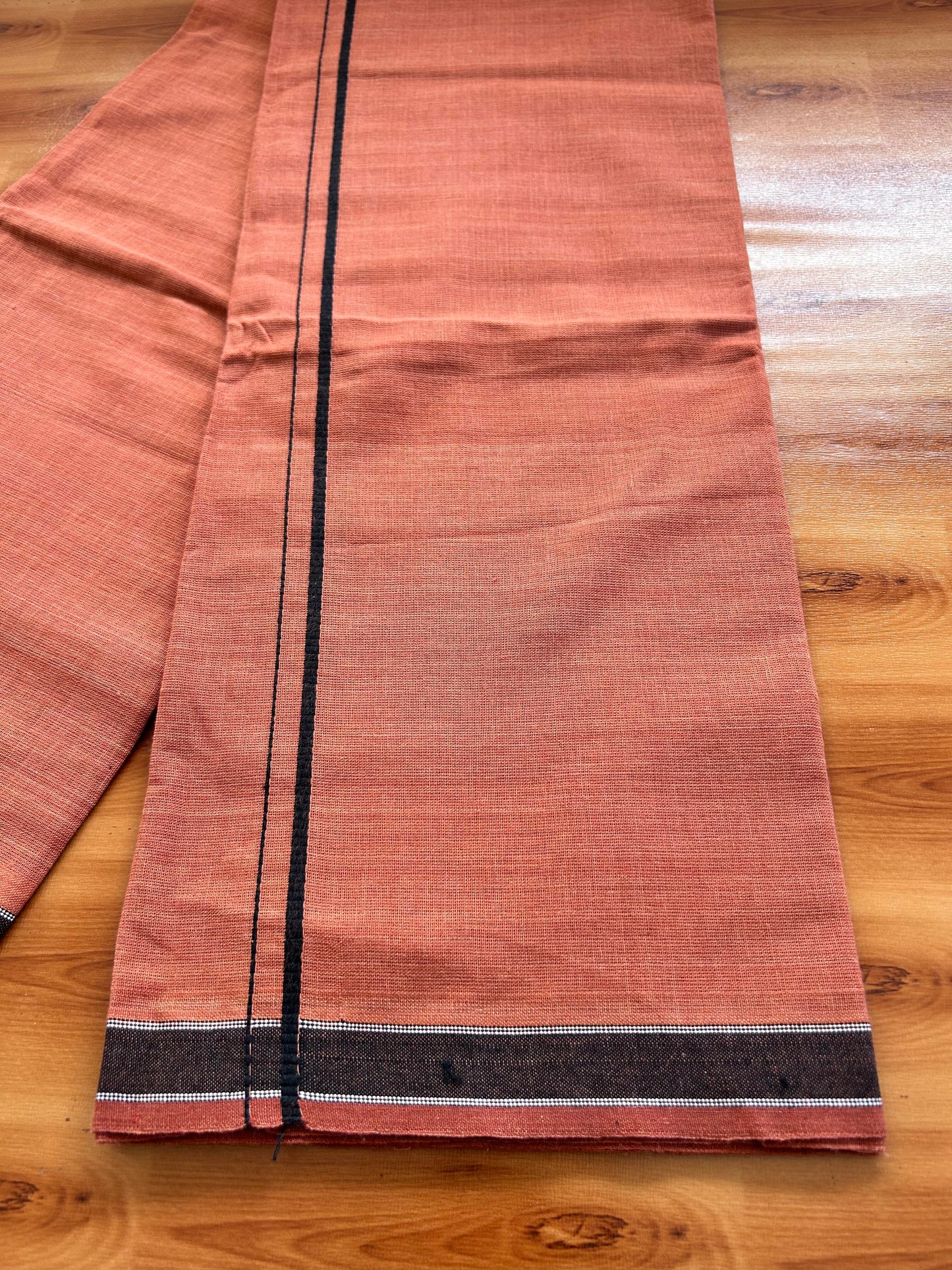 Single Kaily / Lungi - Kaitharikada - Mixed Cotton - 20s twisted - 0.5 cm  Black Thin Kara With Kavi Colour Body (2 meter / 4 muzham) - 3 KK8067 KUT