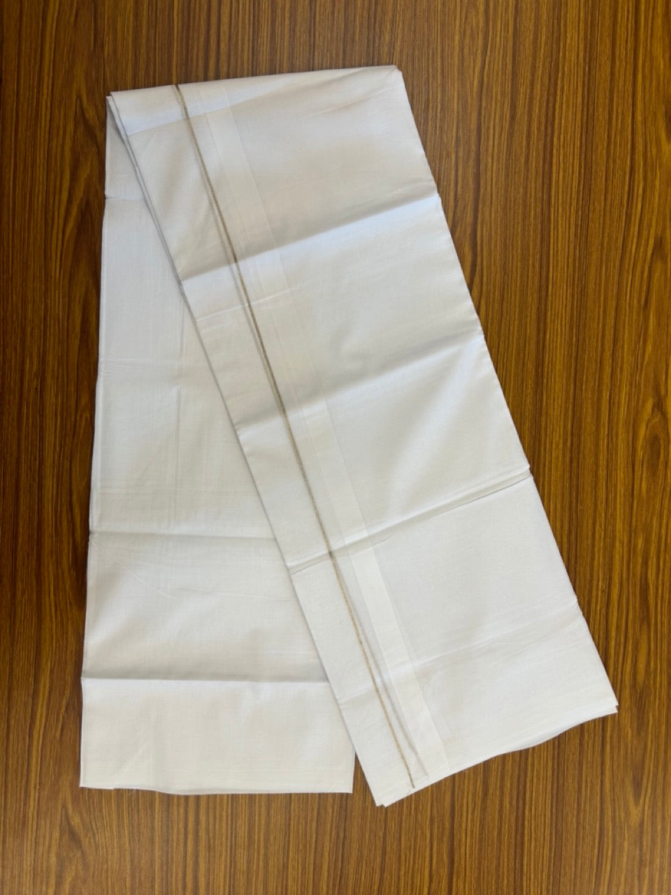 20% Discount ! Kaitharikada Balaramapuram 100% Cotton Pure White Double Mundu/Dothi - 100x80 - 1 inch Silver Kasav & White Kara 4 mtr (8.5 muzham) - 14 KK5255 VAS