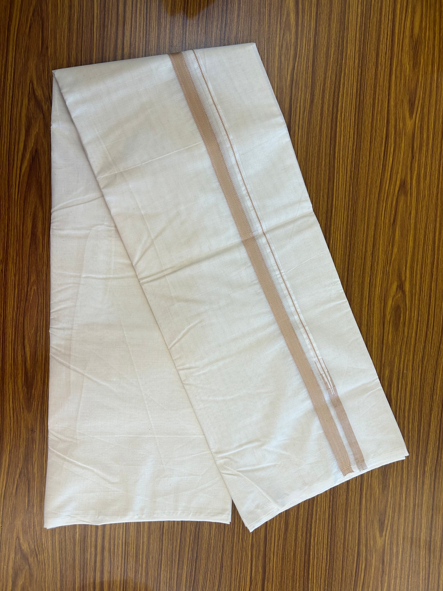 23% Discount! KaithariKada Balaramapuram 100% Cotton Double Off white Mundu/Dhoti- 100x100 - 0.75 inch Puliyilakkara Cream Chutty Kara - 4 mtr (8.5 muzham) - 4 KK5373 ASH