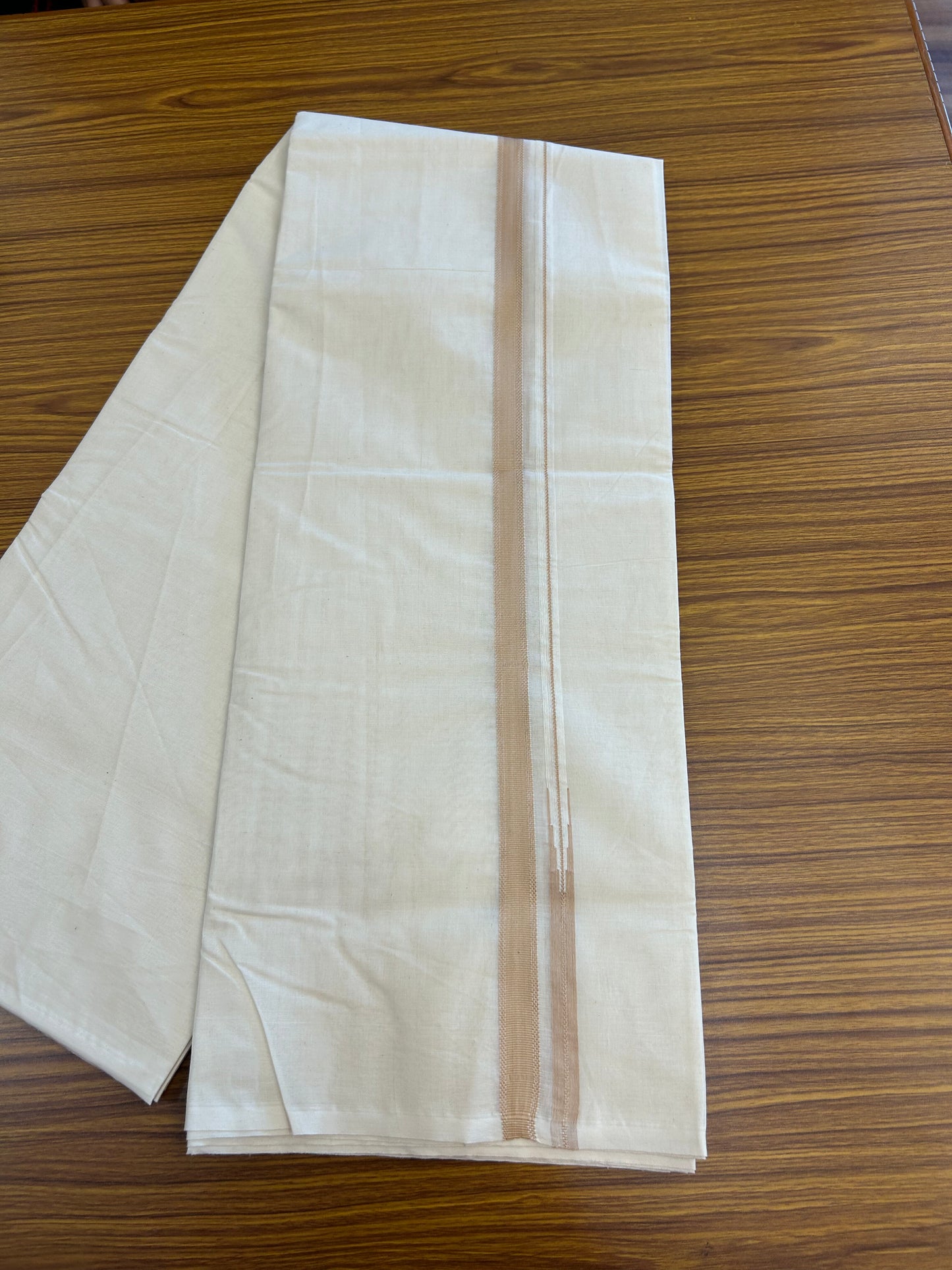 23% Discount! KaithariKada Balaramapuram 100% Cotton Double Off white Mundu/Dhoti- 100x100 - 0.75 inch Puliyilakkara Cream Chutty Kara - 4 mtr (8.5 muzham) - 4 KK5373 ASH
