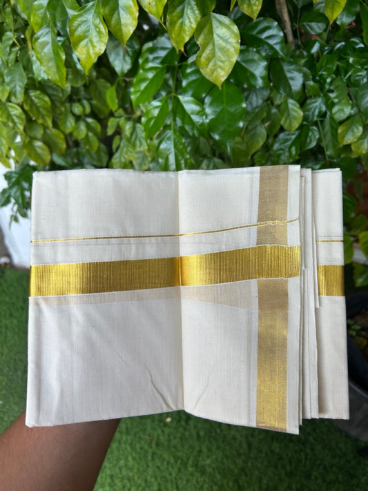 20% Discount!! KaithariKada Balaramapuram - 100% PURE Cotton OFF WHITE (Unbleached) Neriyath - 0.75 Inch Kasavu Kara - 1KK5215 VIN