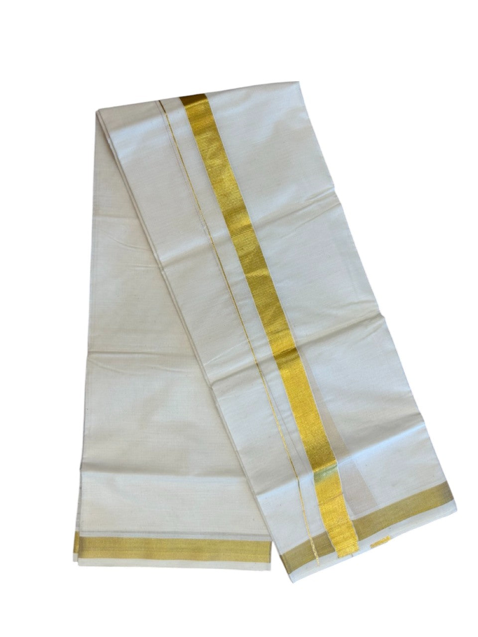 20% Discount!! KaithariKada Balaramapuram - 100% PURE Cotton OFF WHITE (Unbleached) Neriyath - 0.75 Inch Kasavu Kara - 1KK5215 VIN