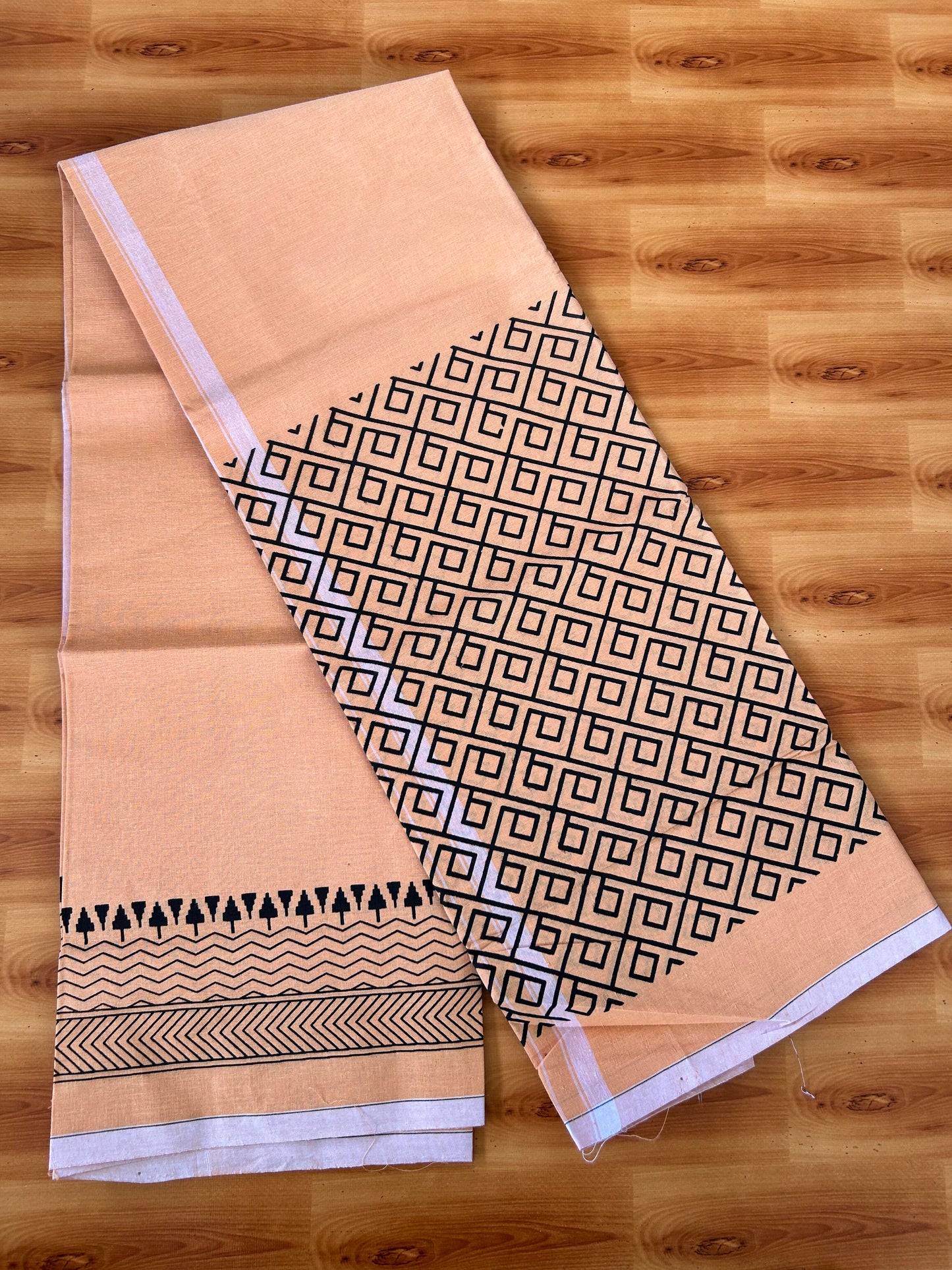 Single Kaily / Lungi - Mixed Cotton - (40s) - Black Design printed kuppadam kara with Light Kavi colour body (2 meter / 4 muzham) - 4 KK8062 GAN