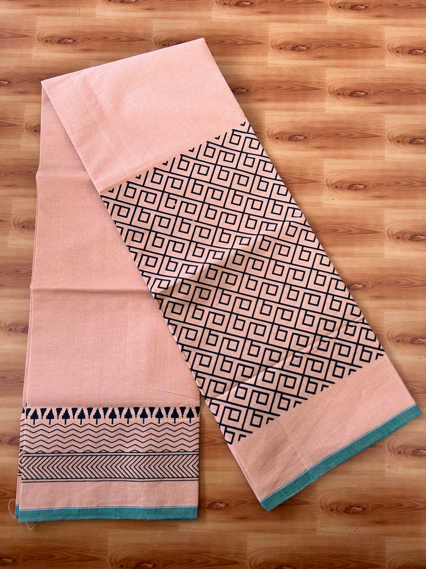 Single Kaily / Lungi - Mixed Cotton - (40s) - Black Design printed kuppadam kara with Light Kavi colour body (2 meter / 4 muzham) - 6 KK8062 GAN