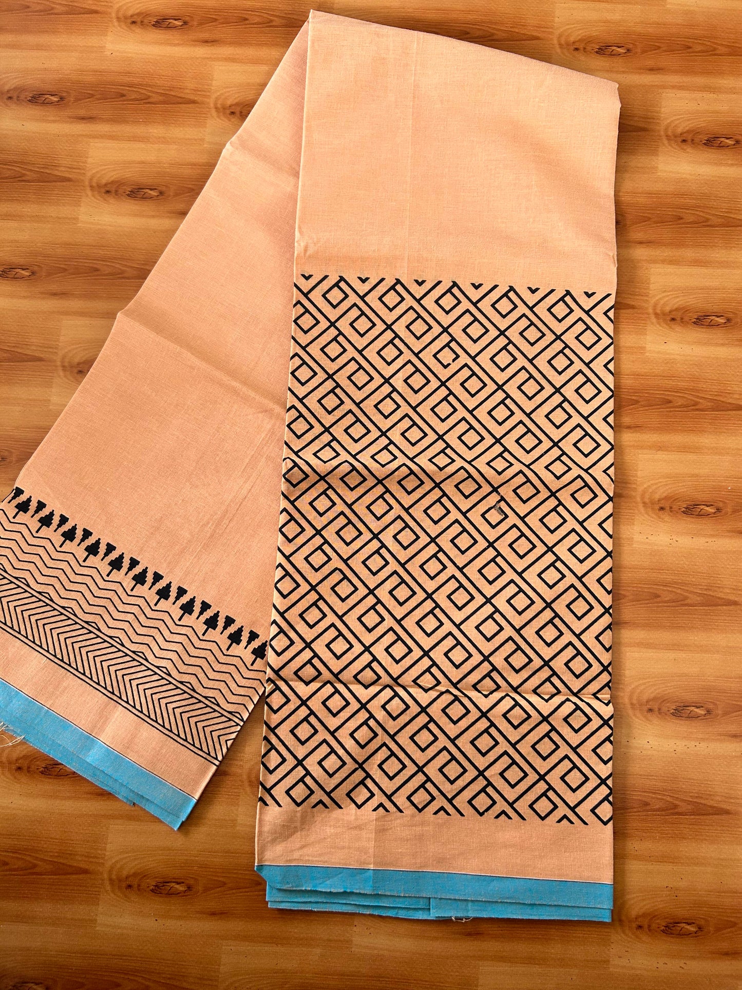 Single Kaily / Lungi - Mixed Cotton - (40s) - Black Design printed kuppadam kara with Light Kavi colour body (2 meter / 4 muzham) - 5 KK8062 GAN