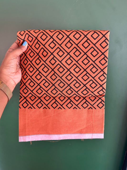 Single Kaily / Lungi - Mixed Cotton - (40s) - Black Design printed kuppadam kara with Dark Kavi colour body (2 meter / 4 muzham) - 9 KK8062 GAN