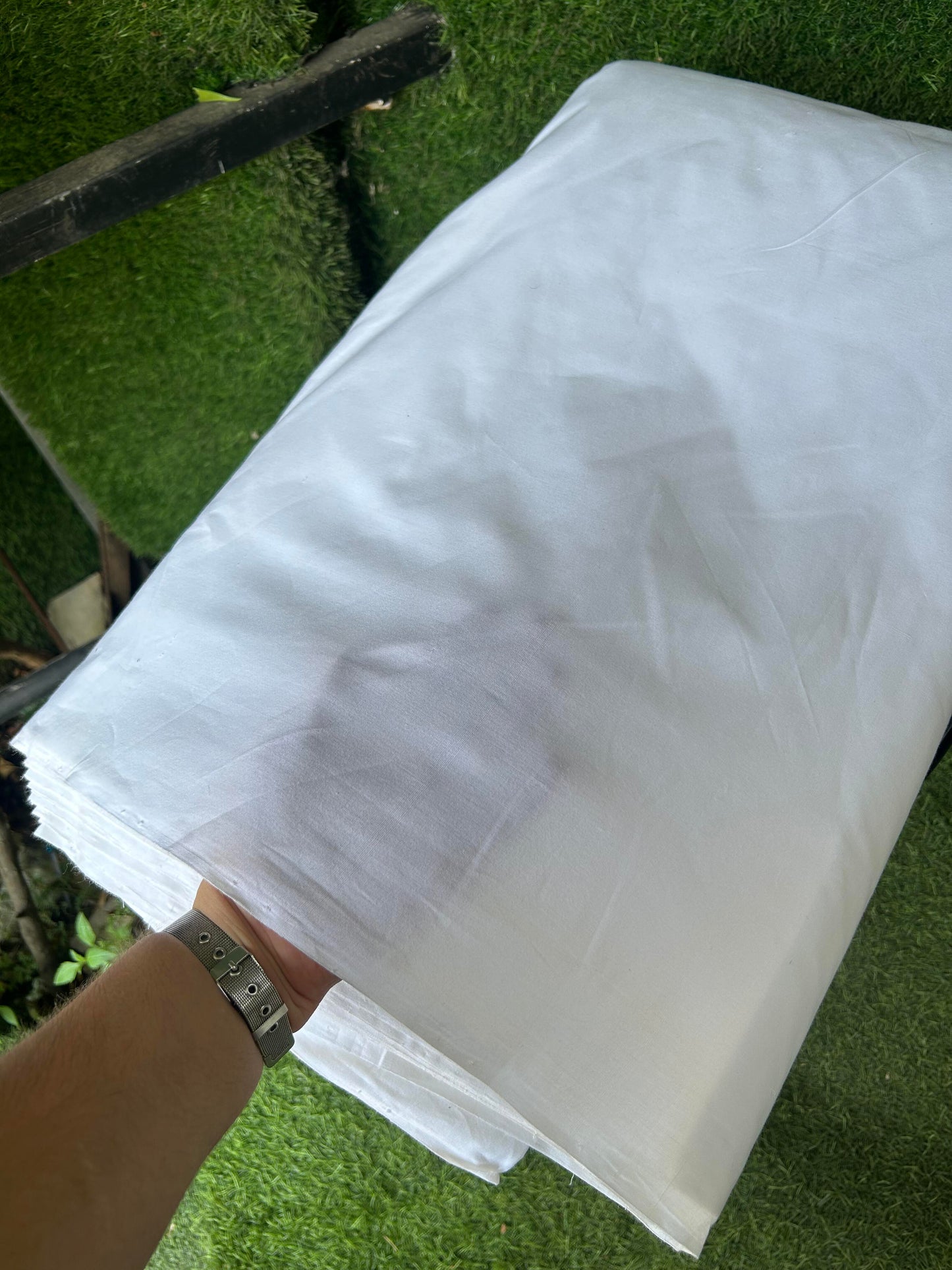 Handloom Khadi Pure Cotton Original Kerala Cotton Material - 80s Twisted - Pure white Shirt Material 2.5x1.24(m) (₹ 699 per meter) - 1 KK7012 KAL