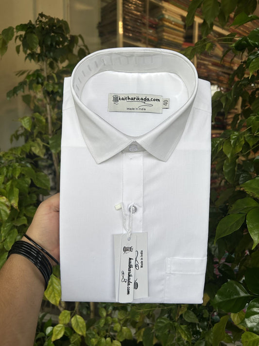 White Shirt Premium Mercerised Cotton - Full Sleeve -  Kaitharikada Original - Politician Type - 1KK1003S