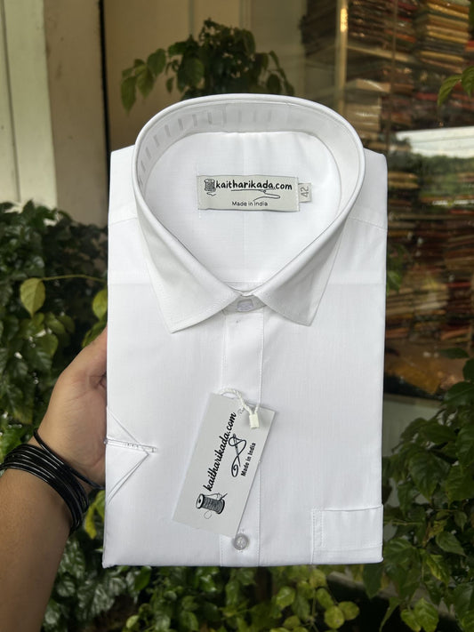White Shirt Premium Mercerised Cotton - Half Sleeve -  Kaitharikada Original - Politician Type - 2KK1003S