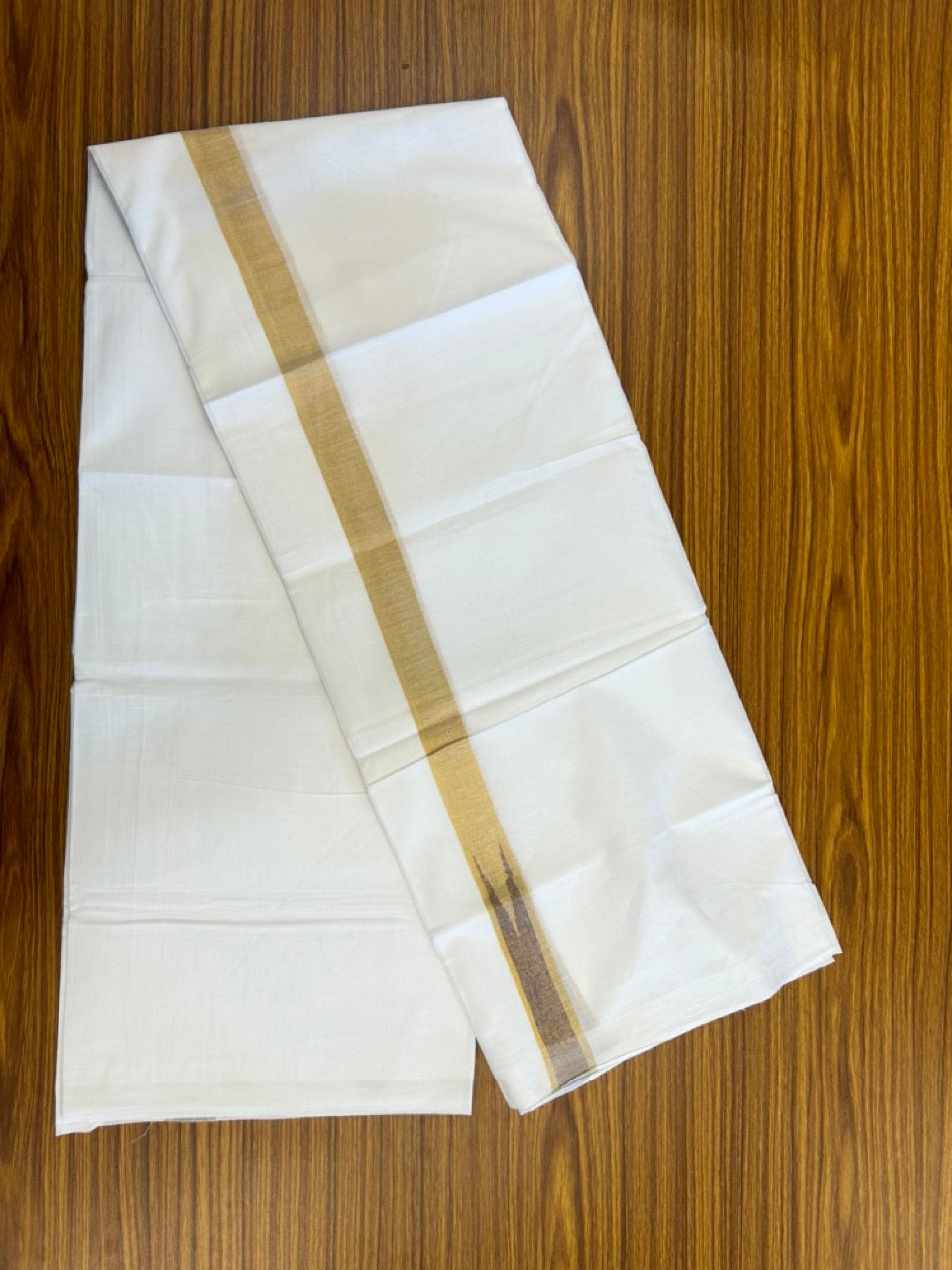 20% Discount ! Kaitharikada Balaramapuram 100% Cotton Pure White Double Mundu/Dothi - 100x80 - 1 inch Puliyilakkara Silver Kasav & Violet Chutty Kara  3.90 mtr (8 muzham) - 105 KK5285  VAS