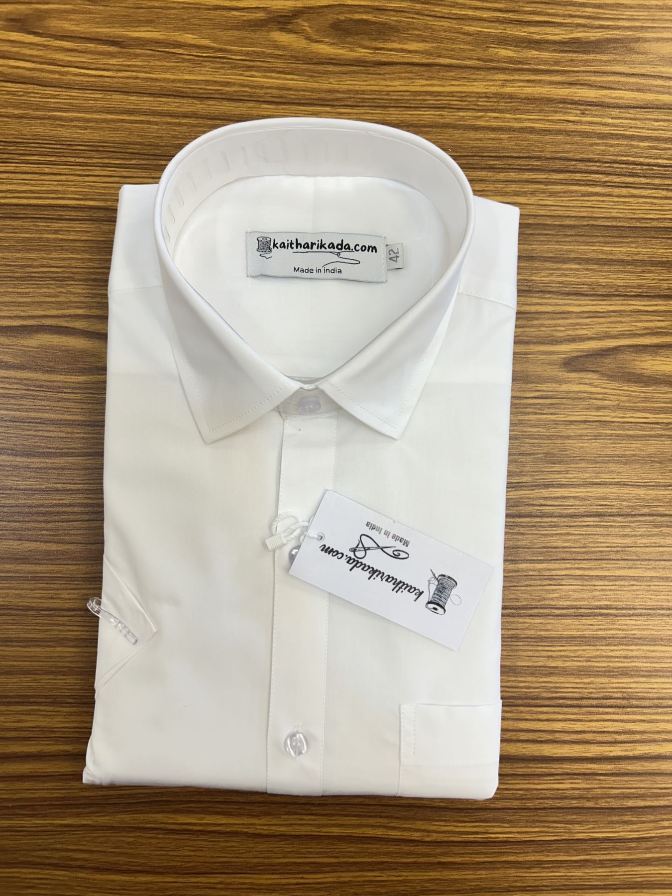 White Shirt Premium Mercerised Cotton - Half Sleeve -  Kaitharikada Original - Politician Type - 2KK1003S