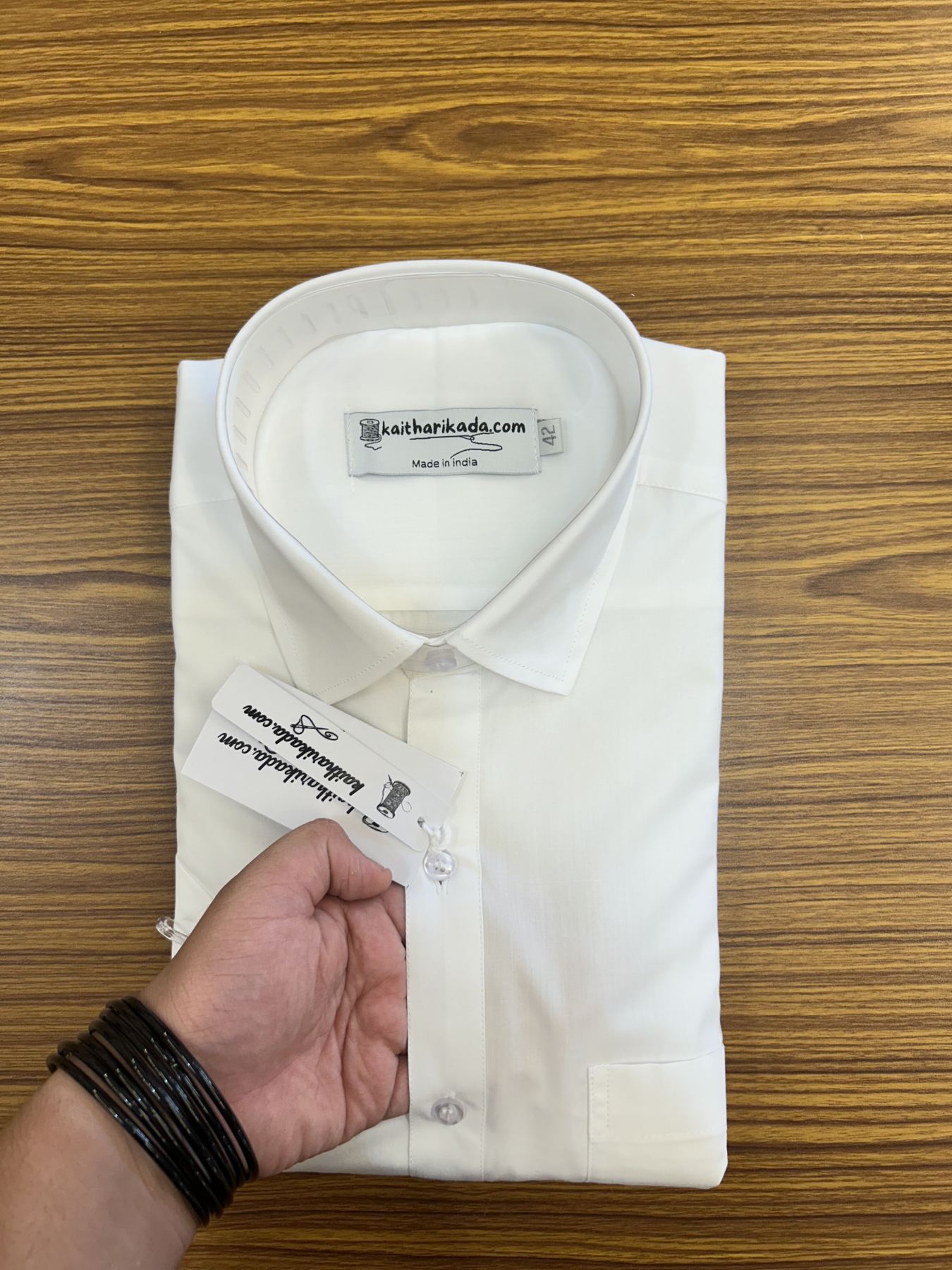White Shirt Premium Mercerised Cotton - Half Sleeve -  Kaitharikada Original - Politician Type - 2KK1003S