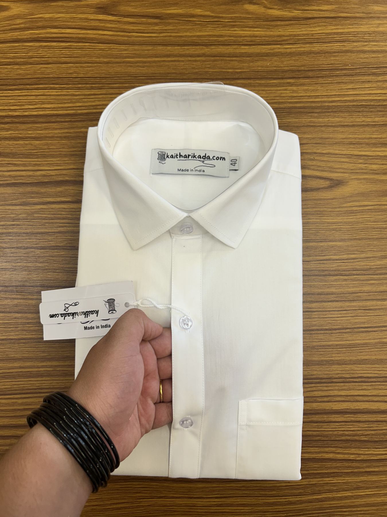 White Shirt Premium Mercerised Cotton - Full Sleeve -  Kaitharikada Original - Politician Type - 1KK1003S