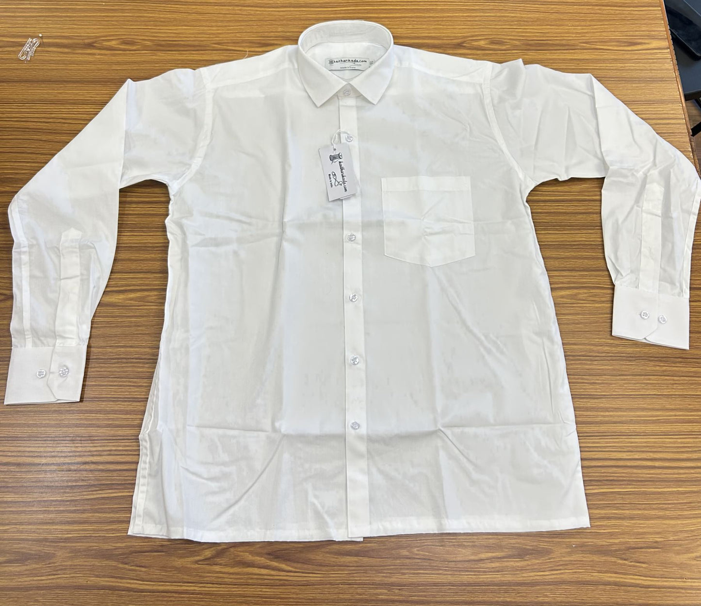 White Shirt Premium Mercerised Cotton - Full Sleeve -  Kaitharikada Original - Politician Type - 1KK1003S