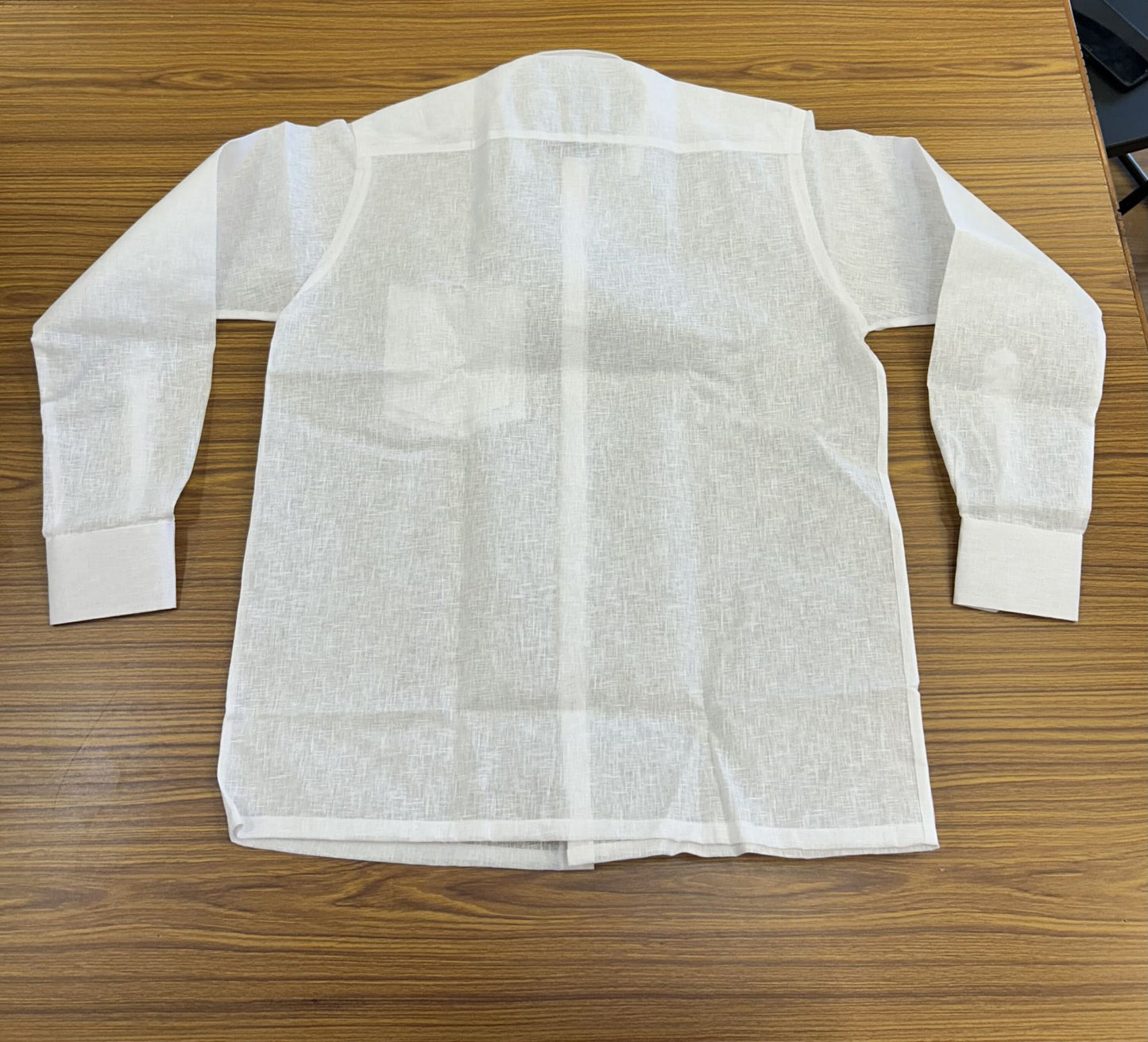 Pure Linen Cotton White Shirt - Full Sleeve  - Slub Weaving Kaitharikada Original - Politician Type - 3KK1003S