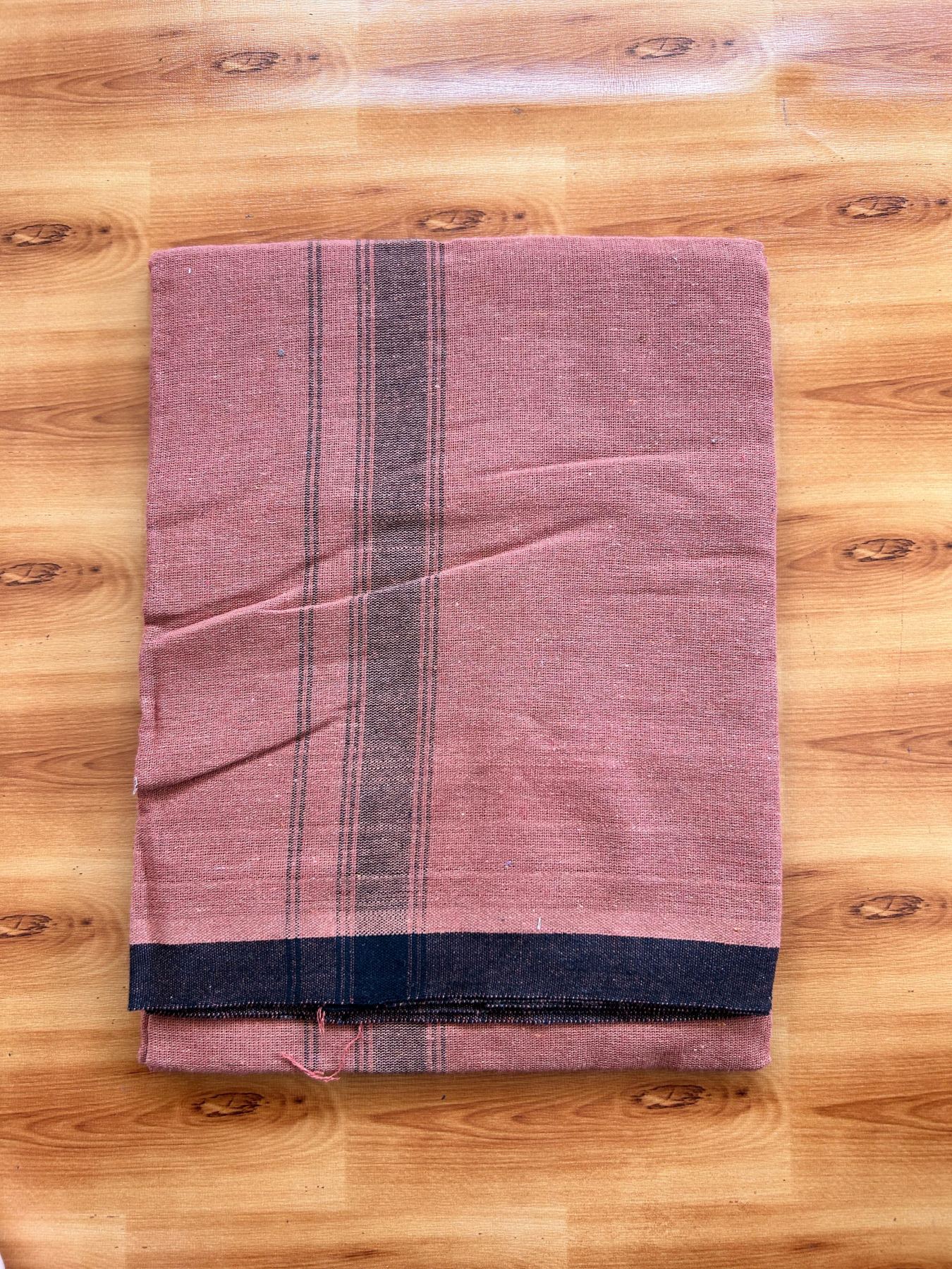 Kaitharikada - Single Kaily / Lungi - Mixed Cotton - 40s twisted - 1.25 inch Black Stripes kara with Kavi colour body (2 meter / 4 muzham) - 54 KK8075 SAT