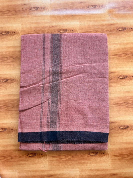 Kaitharikada - Single Kaily / Lungi - Mixed Cotton - 40s twisted - 1.25 inch Black Stripes kara with Kavi colour body (2 meter / 4 muzham) - 54 KK8075 SAT