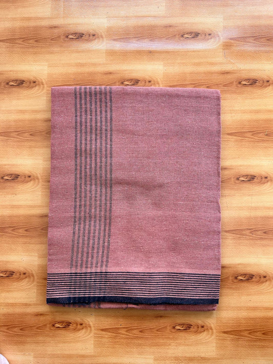 Kaitharikada - Single Kaily / Lungi - Mixed Cotton - 40s twisted - 1.25 inch Black Stripes kara with Kavi colour body (2 meter / 4 muzham) - 53 KK8075 SAT