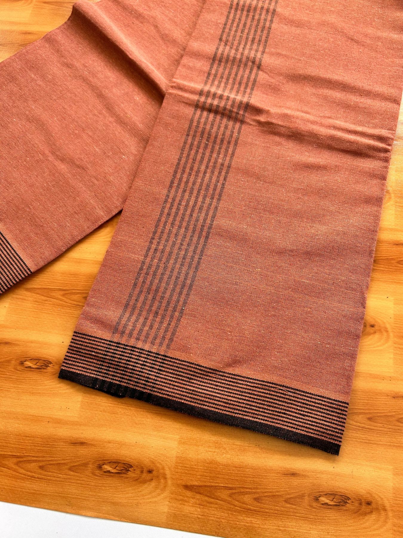 Kaitharikada - Single Kaily / Lungi - Mixed Cotton - 40s twisted - 1.25 inch Black Stripes kara with Kavi colour body (2 meter / 4 muzham) - 53 KK8075 SAT