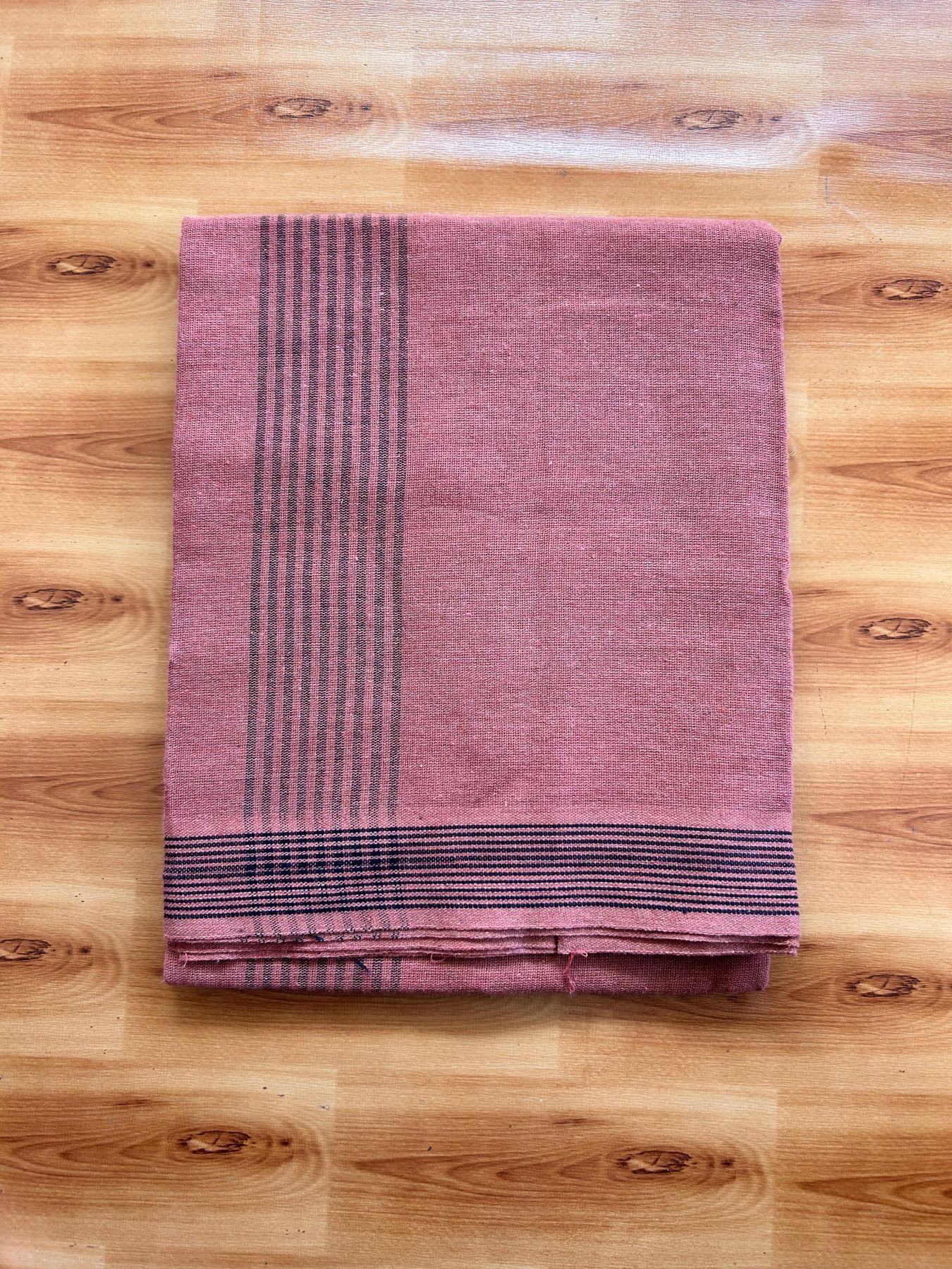 Kaitharikada - Single Kaily / Lungi - Mixed Cotton - 40s twisted - 1.25 inch Black Stripes kara with Kavi colour body (2 meter / 4 muzham) - 52 KK8075 SAT