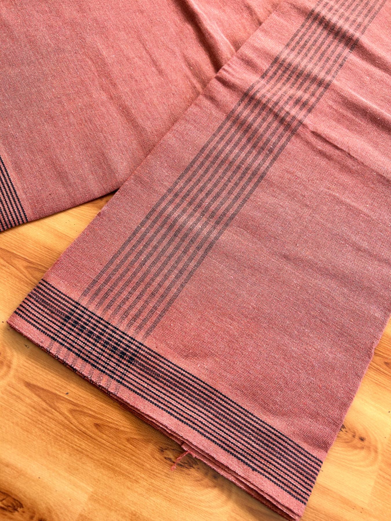 Kaitharikada - Single Kaily / Lungi - Mixed Cotton - 40s twisted - 1.25 inch Black Stripes kara with Kavi colour body (2 meter / 4 muzham) - 52 KK8075 SAT