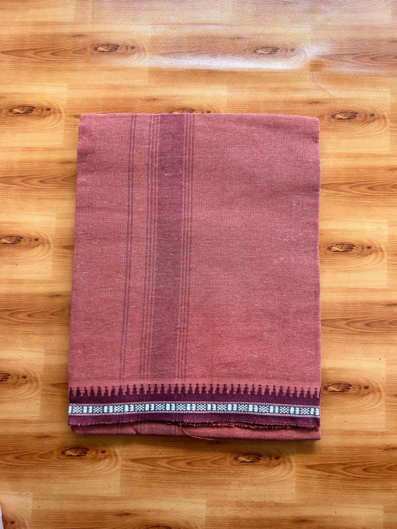 Kaitharikada - Single Kaily / Lungi - Mixed Cotton - 40s twisted - 1.25 inch Maroon Kuppadam kara with Kavi colour body (2 meter / 4 muzham) - 59 KK8075 SAT