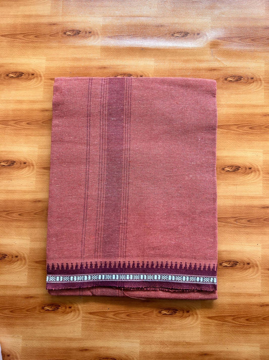 Kaitharikada - Single Kaily / Lungi - Mixed Cotton - 40s twisted - 1.25 inch Maroon Kuppadam kara with Kavi colour body (2 meter / 4 muzham) - 59 KK8075 SAT