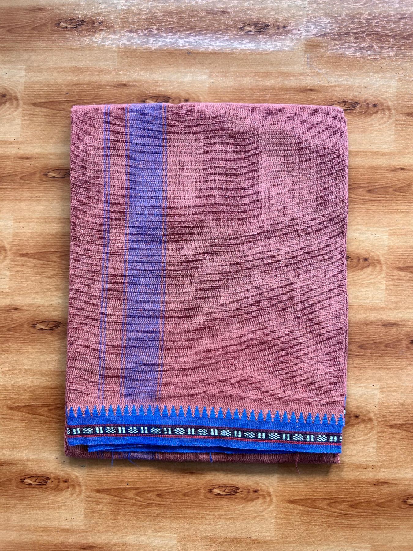 Kaitharikada - Single Kaily / Lungi - Mixed Cotton - 40s twisted - 1.25 inch Blue Kuppadam kara with Kavi colour body (2 meter / 4 muzham) - 60 KK8075 SAT