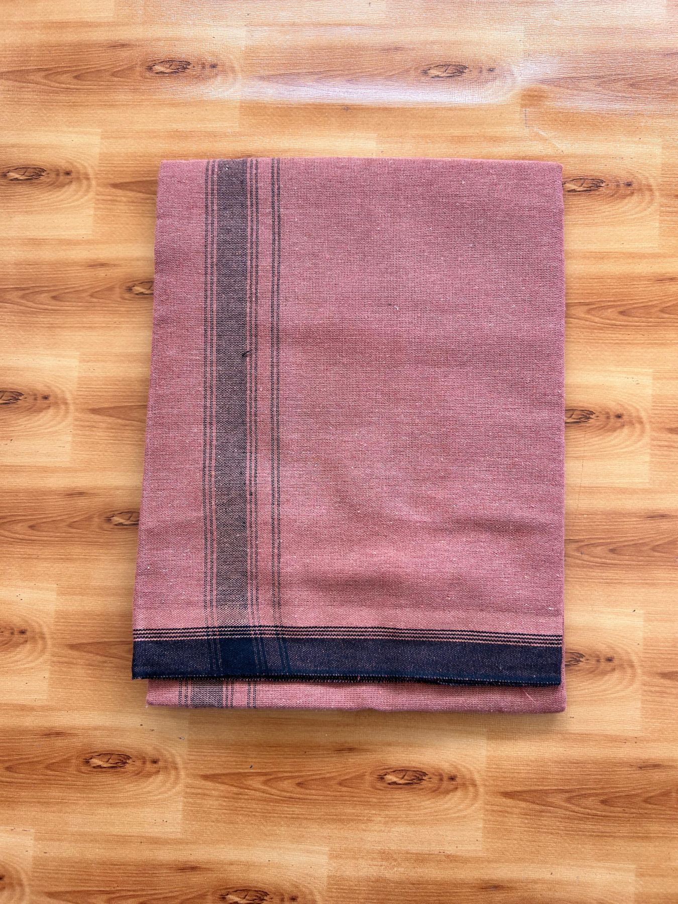 Kaitharikada - Single Kaily / Lungi - Mixed Cotton - 40s twisted - 1.25 inch Black Stripes kara with Kavi colour body (2 meter / 4 muzham) - 55 KK8075 SAT