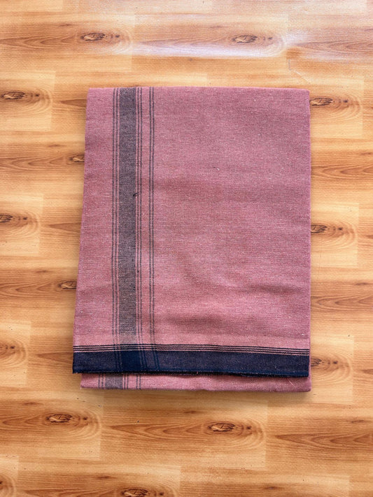 Kaitharikada - Single Kaily / Lungi - Mixed Cotton - 40s twisted - 1.25 inch Black Stripes kara with Kavi colour body (2 meter / 4 muzham) - 55 KK8075 SAT
