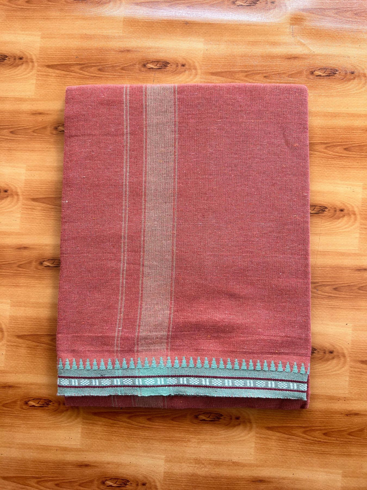 Kaitharikada - Single Kaily / Lungi - Mixed Cotton - 40s twisted - 1.25 inch Sage Green Kuppadam kara with Kavi colour body (2 meter / 4 muzham) - 62 KK8075 SAT