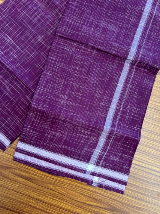Premium Kathar Type Kavi Mund Pure cotton - Kaitharikada - Single Kaily / Lungi - 0.75 inch White Stripes kara Plain Border with Violet & White Stripes colour body (2 meter / 4 muzham) - 25 KK8039 MUT