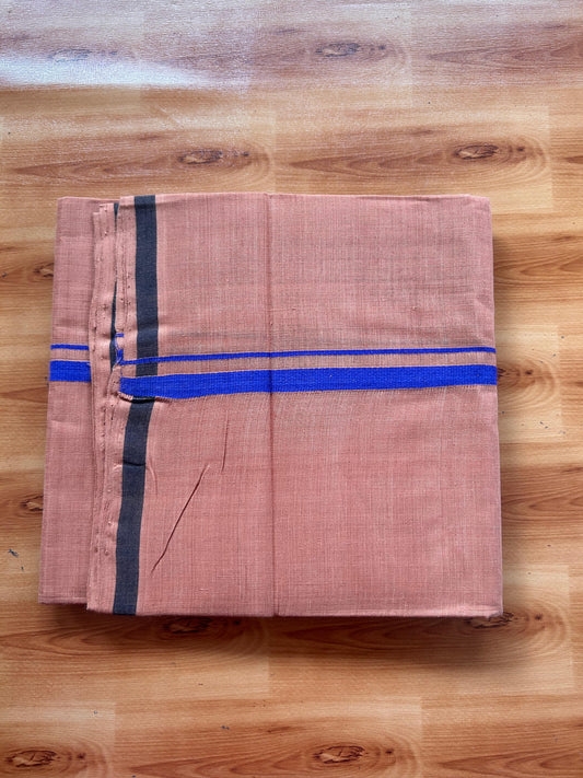 Kerala Handloom Single Kaily/Lungi - KaithariKada 100% Pure Cotton - 40s - 0.5 cm Violet Kara With Kavi Shaded colour Body - (2 meter / 4 muzham) - 28 KK5539 ELA
