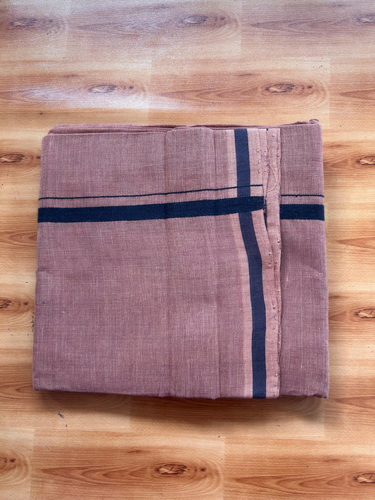 Kerala Handloom Single Kaily/Lungi - KaithariKada 100% Pure Cotton - 40s - 0.5 cm Black Kara With Kavi Shaded colour Body - (2 meter / 4 muzham) - 29 KK5539 ELA