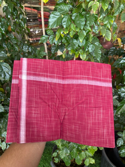 Premium Kathar Type Kavi Mund Pure cotton - Kaitharikada - Single Kaily / Lungi - 0.75 inch White Stripes kara Plain Border with Pinkish Maroon & White Stripes colour body (2 meter / 4 muzham) - 27 KK8039 MUT