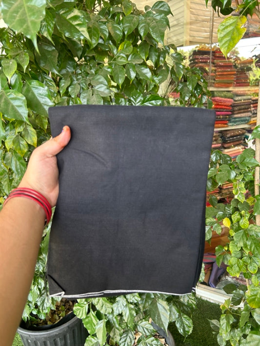 Premium Kathar Type Kavi Mund Pure cotton - Kaitharikada - Single Kaily / Lungi - 0.1 inch White thin kara Border with Black colour body (2 meter / 4 muzham) - 15 KK8039 MUT