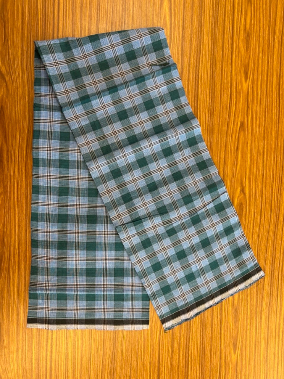 Premium Kathar Type Mund Pure cotton - Kaitharikada - Single Kaily / Lungi - 0.5 inch white Border with Blue , Green , Black & White Stripes body (2 meter / 4 muzham) - 34 KK8039 MUT
